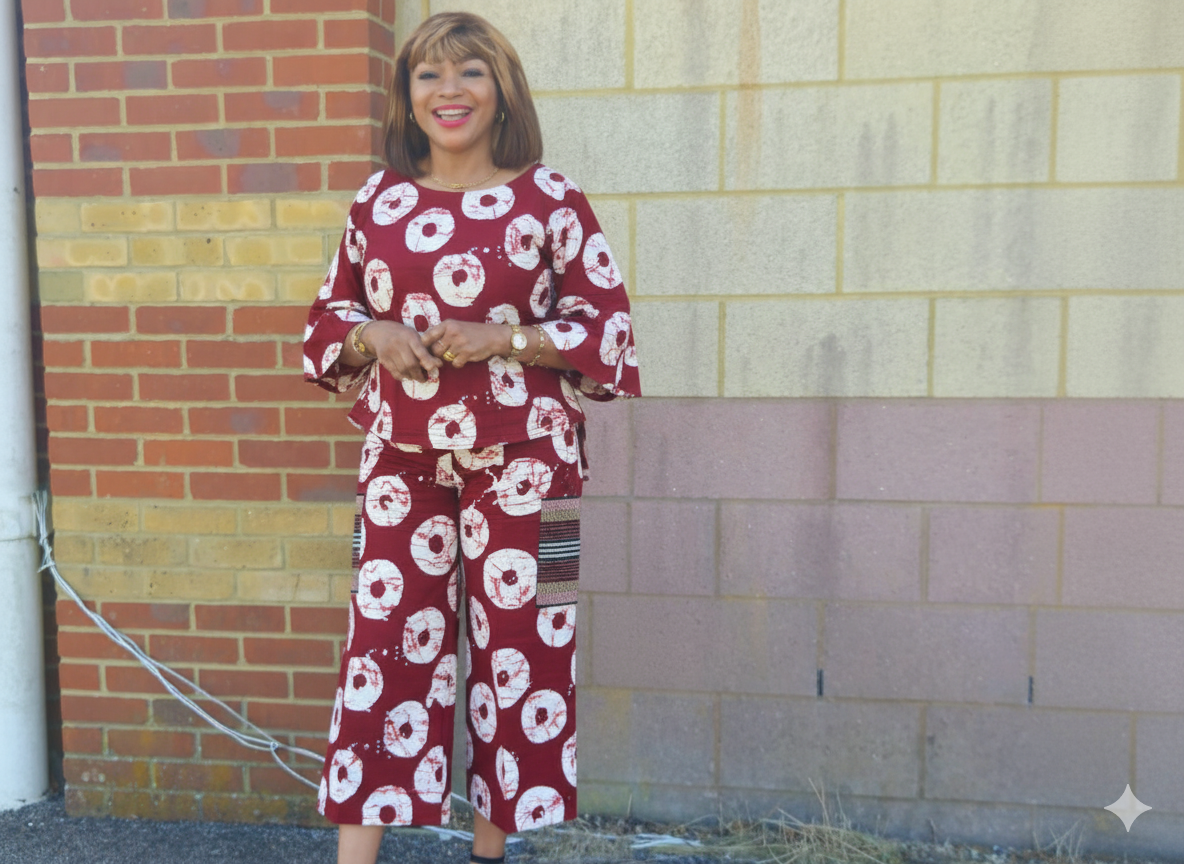 Rich burgundy Ankara