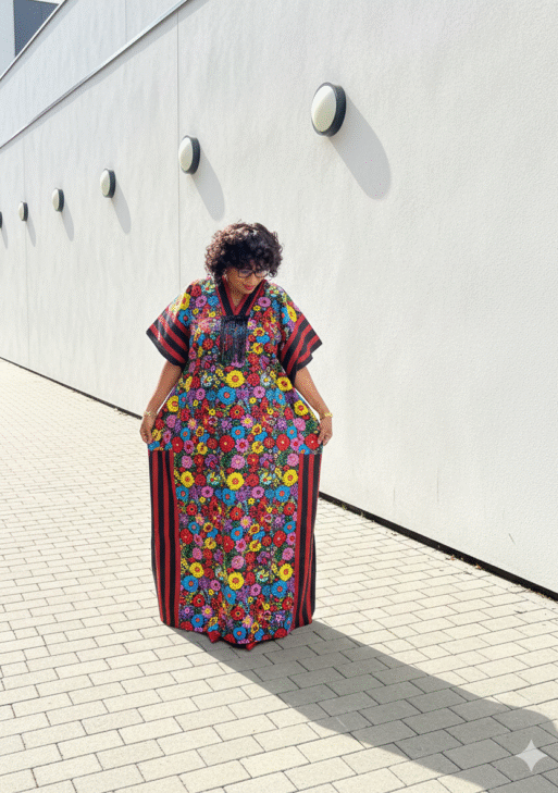 African Ankara Luxury Stoned Boubou - Floral Elegance