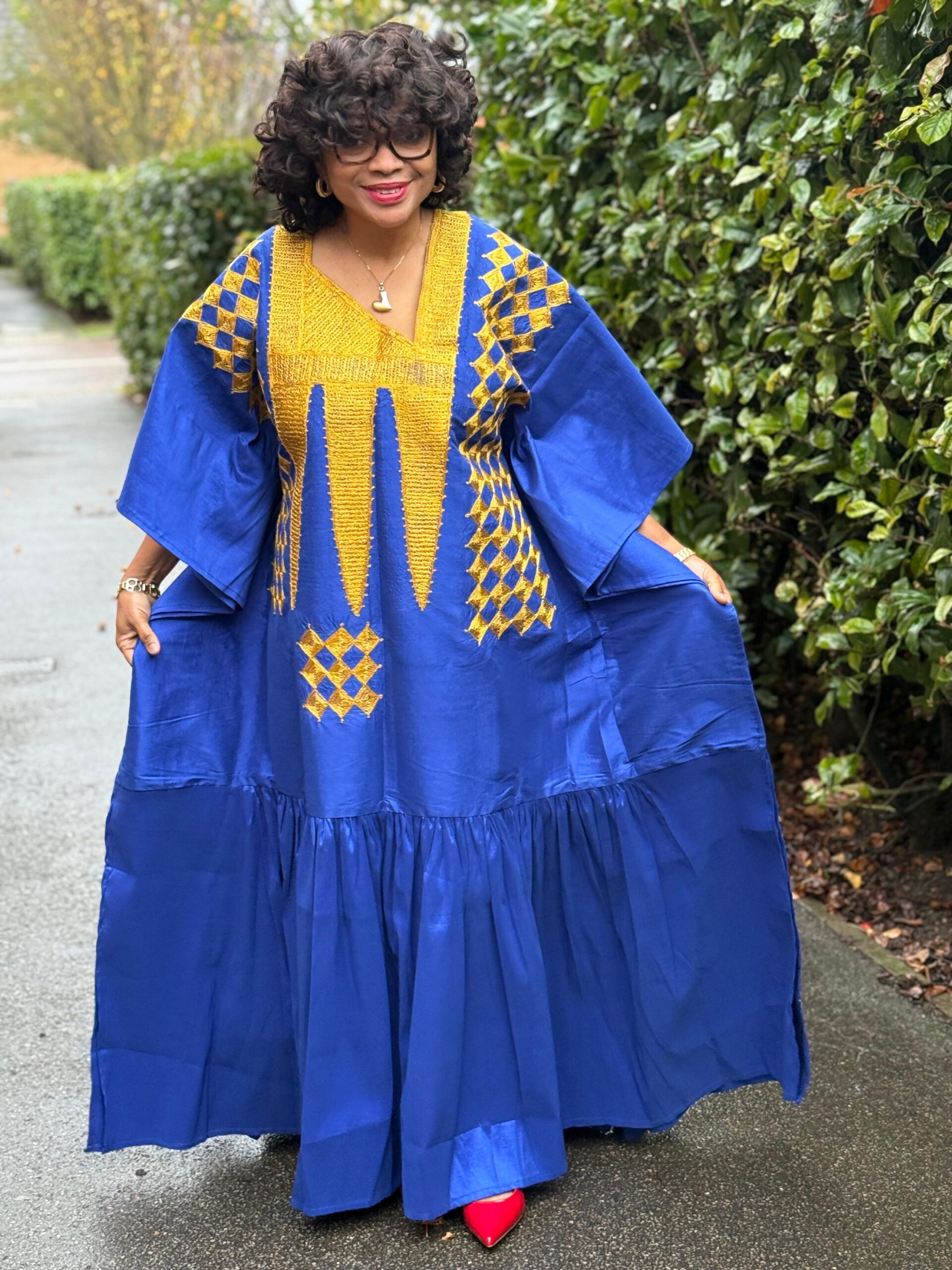 African Ankara Luxury Stoned Boubou - Floral Elegance - Image 3