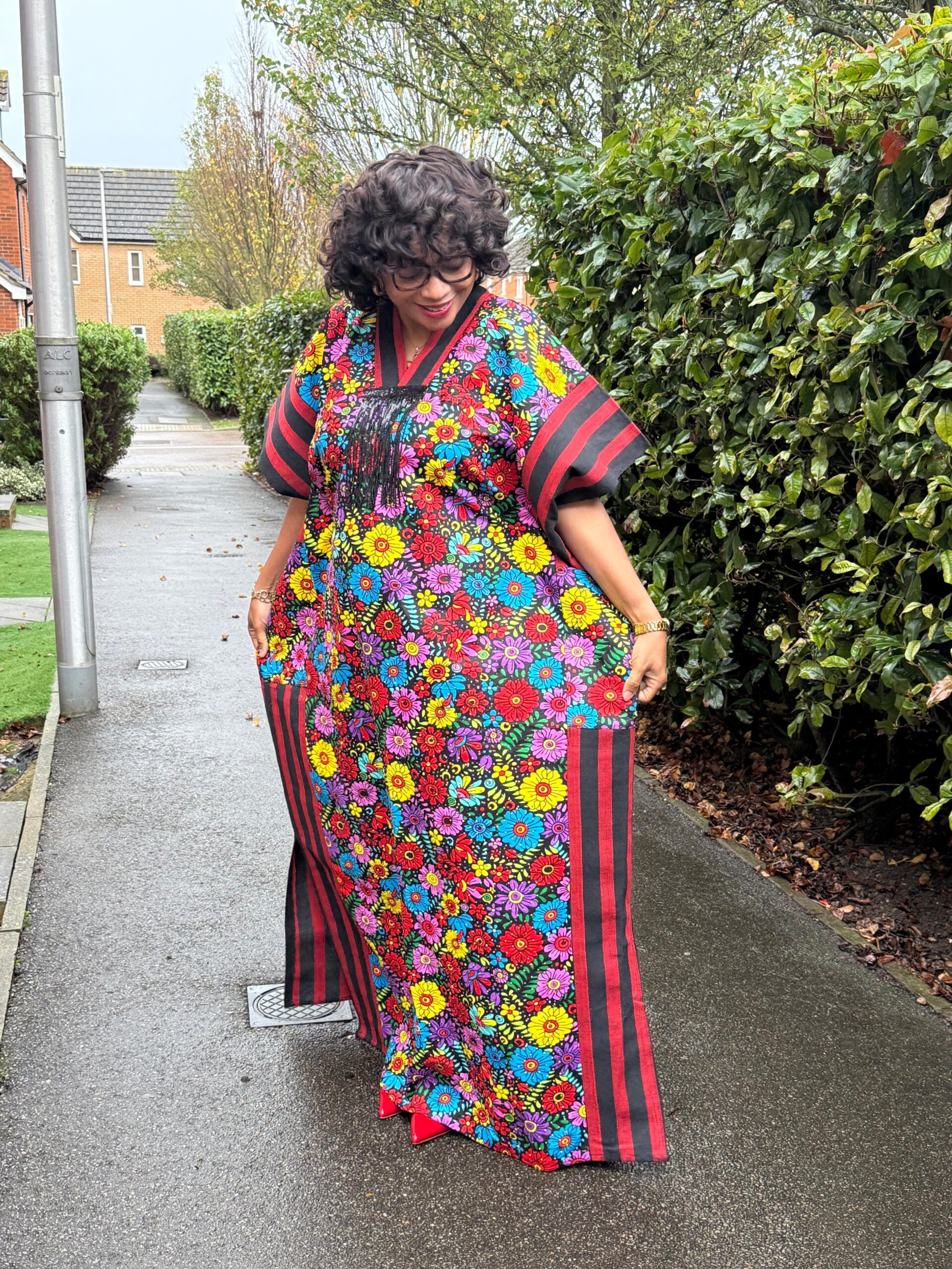 African Ankara Luxury Stoned Boubou - Floral Elegance - Image 2