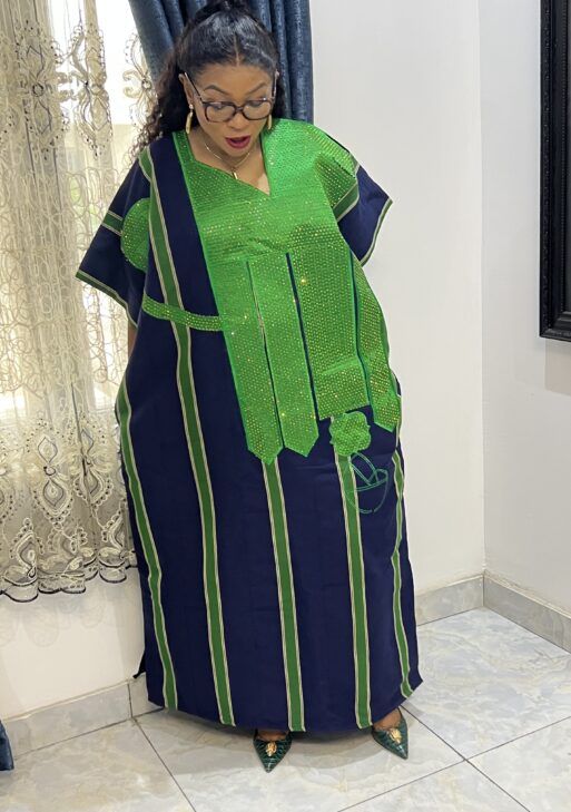 Embroidered Stoned aso oke dress