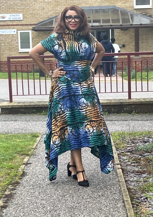 Adire multi-coloured midi dress