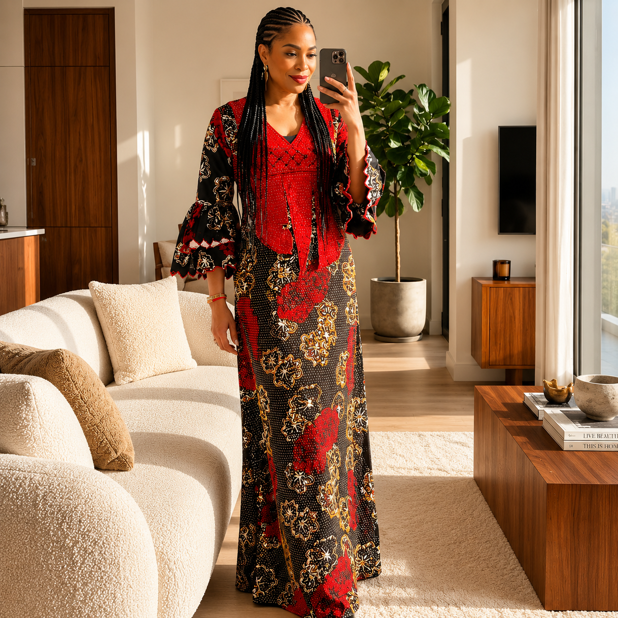 Embridered fully stoned Ankara dress - Image 2