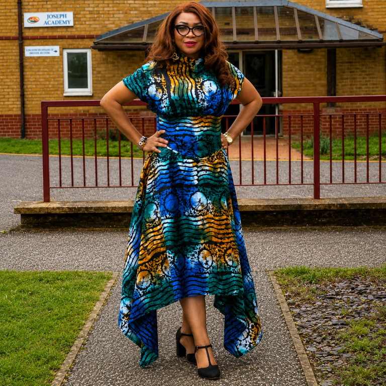 Adire multi-coloured midi dress3