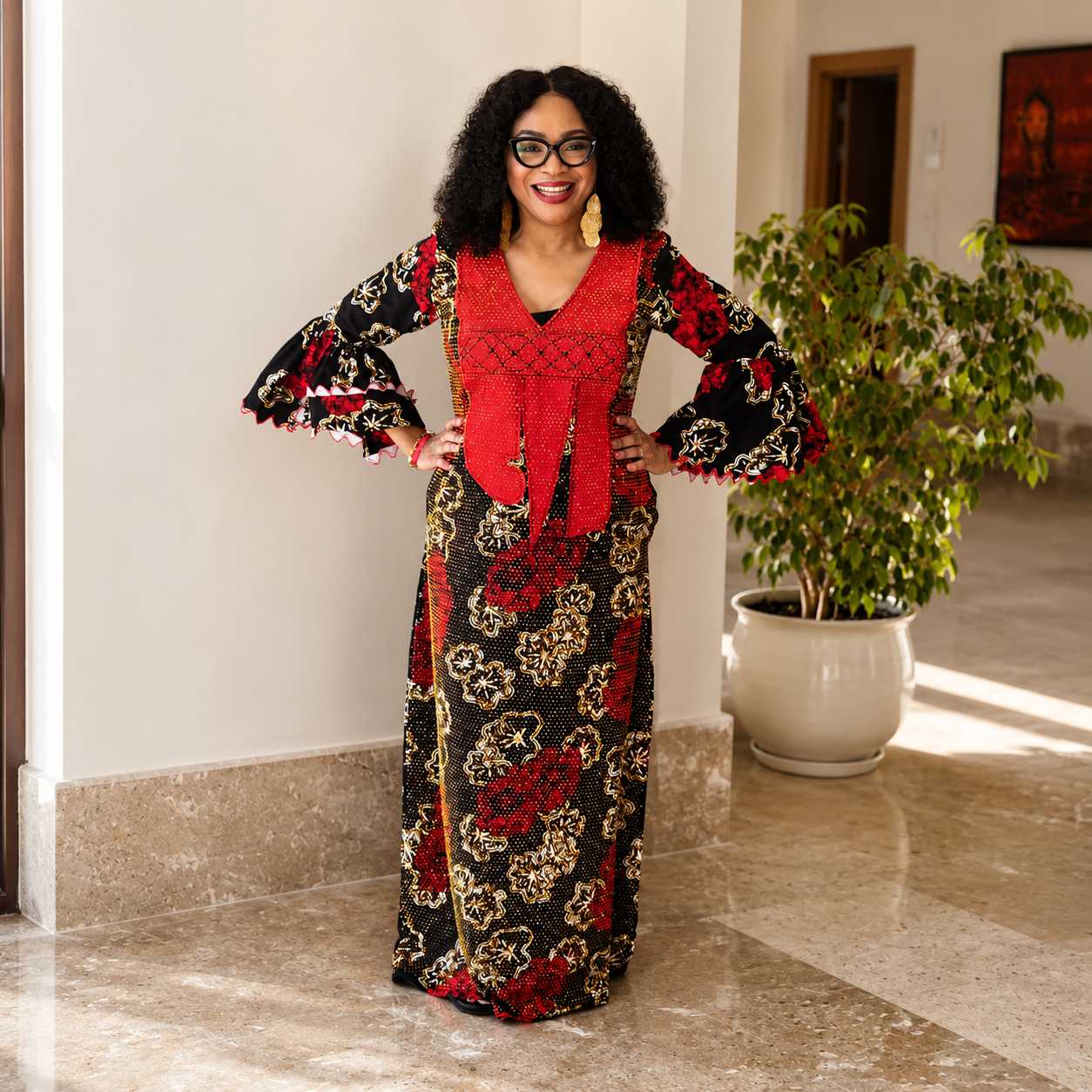 Embridered fully stoned Ankara dress - Image 4