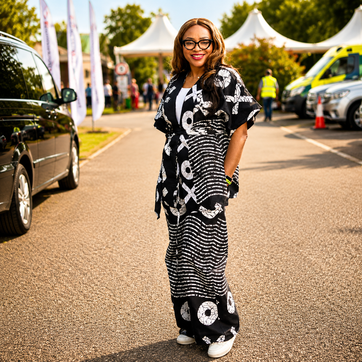 Monochrome Ankara Top & Trouser Set - Image 2