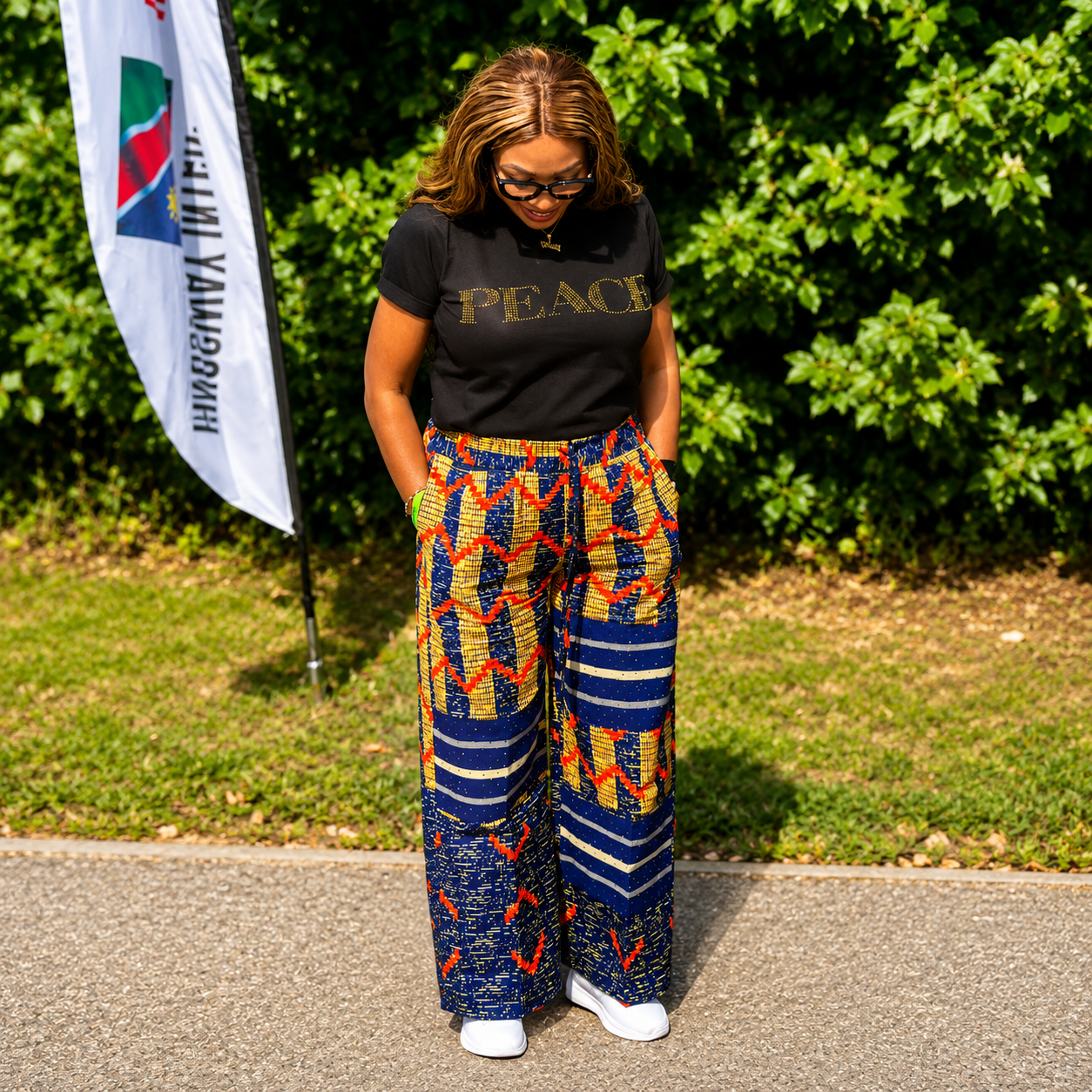 Palladium Ankara Palazzo with Aso Oke & Stoned T-Shirt