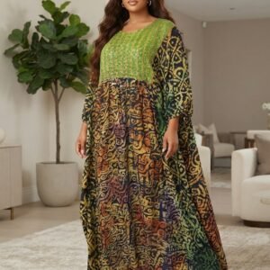 Adire Beaded dress (front and black)